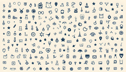 Fototapeta premium Repeating small icons, like stars, dots, or simple symbols, evenly spaced on a neutral background for a subtle pattern.