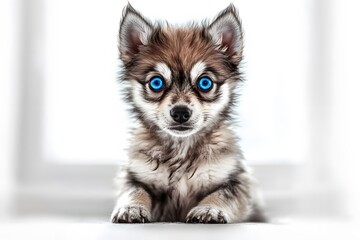siberian husky puppy on white background
