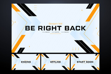 Modern Stream Overlay Pack, Black & Orange Color Scheme with Animated Elements