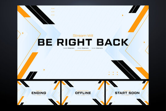 Modern Stream Overlay Pack, Black & Orange Color Scheme with Animated Elements