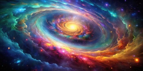 Obraz premium Vibrant swirling nebula in cosmic dance , colorful, vibrant, swirling, nebula, cosmic, dance, infinite possibilities