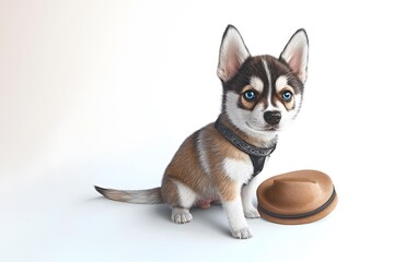 siberian husky puppy on white background