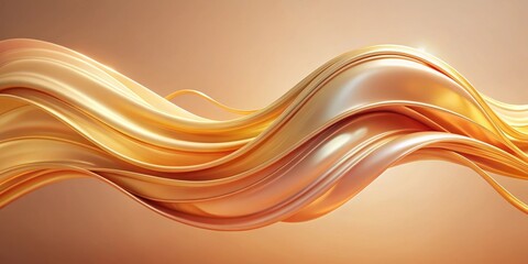 Fototapeta premium Abstract artwork featuring flowing peach golden colors with fluid curving shapes and soft movements, abstract, aesthetic, peach