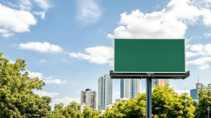 Billboard with a city event promotion at a popular public square, community engagement, local marketing
