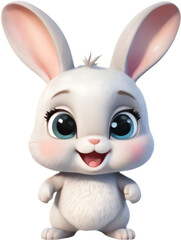 Happy Cartoon Rabbit Clipart Isolated, Adorable Bunny Clipart for Kids. 