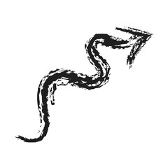 Artistic modern black arrow vector design isolated on a white square background