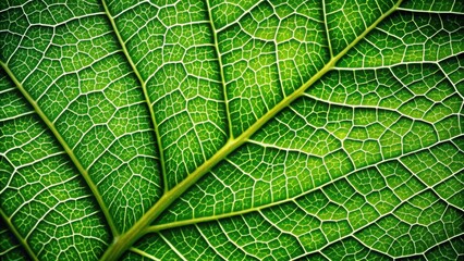 Obraz premium Closeup of a vibrant green leaf with intricate veins , nature, foliage, texture, macro, detail, close-up, botany, plant, green