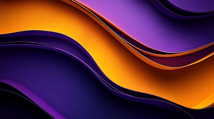 Abstract purple and orange waves blend seamlessly, forming a fluid, eye-catching design that exudes warmth and creativity.