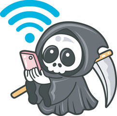 Illustration of cute skull ghost icon.
Funny skull ghost in activities stickers.
Angel of death cute elements.