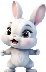 Happy Cartoon Rabbit Clipart Isolated, Adorable Bunny Clipart for Kids. 