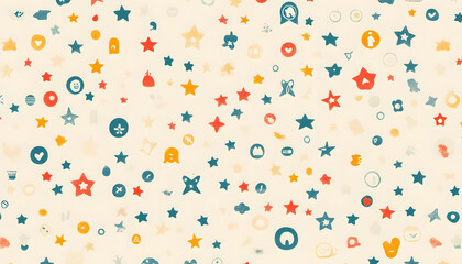 Repeating small icons, like stars, dots, or simple symbols, evenly spaced on a neutral background for a subtle pattern.