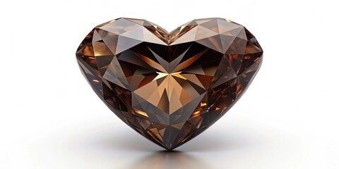 Fototapeta premium Dark brown heart-shaped diamond gemstone with a painite cut style, jewelry, gemstone, rare, precious, luxury