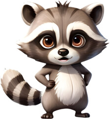 Fototapeta premium Adorable Raccoon Cartoon Clipart for Kids and Crafts. 