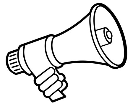 recommend clip art: Hand Holding megaphone silhouette vector icon, Announcing hand mike illustration on white background