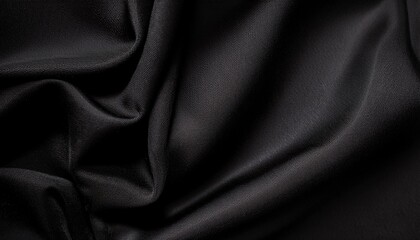 Fototapeta premium 布地 テクスチャー サテン シルク 黒 柔らかさ ドレープ 光沢 優雅さ 高級 ファッション デザイン 素材 衣服 滑らかさ 暗さ 深さ 影 光 反射 皺