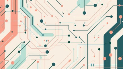 Abstract Geometric Pattern with Circuit Board Style Lines   Circles and Shapes
