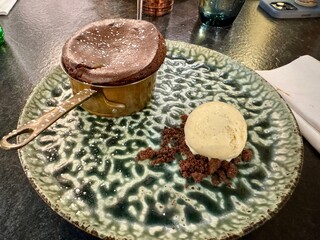 Coulant au chocolat et sa boule vanille