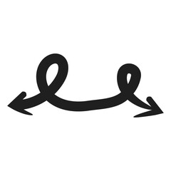 Artistic modern black arrow vector design isolated on a white square background