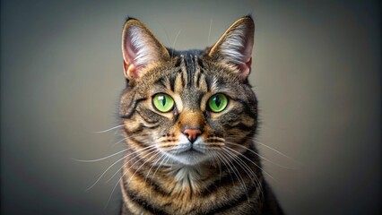 Fototapeta premium Intense gaze of a cat, cat, feline, eyes, stare, captivating, piercing, intense, whiskers, fur, close-up, animal, pet