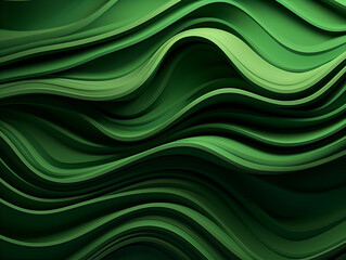 A visually appealing image showcasing dynamic green waves that give an illusion of depth and flowing texture, creating a sense of movement and fluidity.