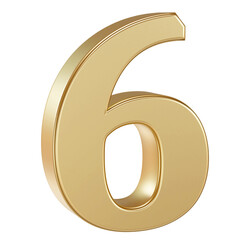 Gold 3D Number 6