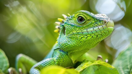Fototapeta premium Vibrant Exotic Lizard: Wildlife Close-up