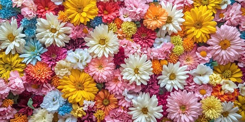 A colorful, vibrant background featuring a variety of flowers in bloom.