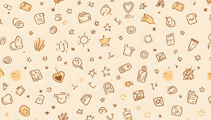 Repeating small icons, like stars, dots, or simple symbols, evenly spaced on a neutral background for a subtle pattern.