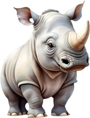 Fototapeta premium Adorable Rhinoceros Cartoon Clipart for Kids and Crafts.