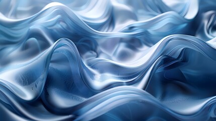 Obraz premium Abstract blue waves, a mesmerizing digital art with a soft, smooth, and flowing texture.