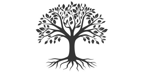 Fototapeta premium tree with roots icon in outlines on white background