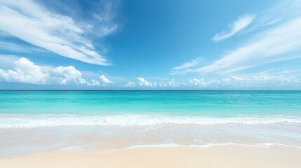 Fototapeta premium tropical beach panorama, seascape with a wide horizon