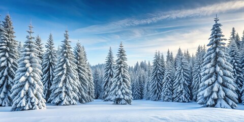 Winter pine forest covered in snow, pine trees, snow, winter, cold, nature, forest, white, trees, frost, serene, landscape