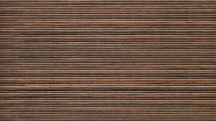 Grooved wooden decorative panel. Dark walnut colour. 4K texture image