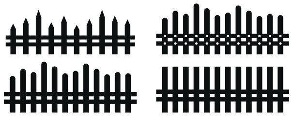 fence icon set isolated on white bg