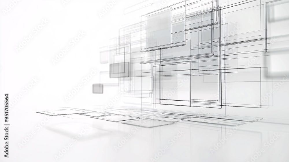 Poster wireframe of a website layout with focus on user navigation paths, intuitive design concept, seamles