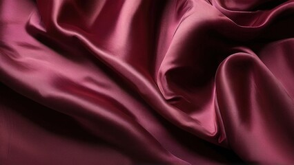 Obraz premium Smooth, silky, and elegant burgundy fabric with deep folds and waves.