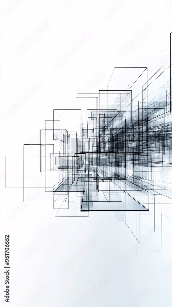 Poster abstract 3d wireframe structure of a website layout, futuristic web development visualization, digit