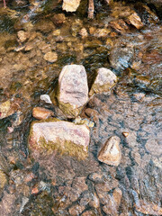 Mountain river stream with water and stones