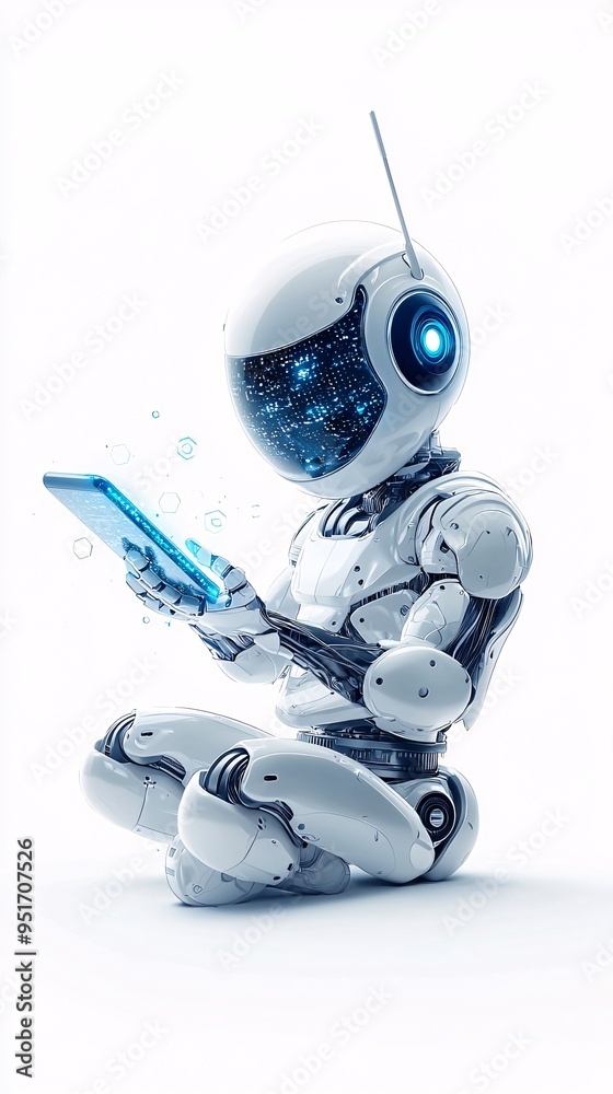 Poster virtual assistant helping in website navigation on a mobile device, ai integration in web design, mo