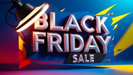 bright Black Friday Sale banner with metallic 3D lettering