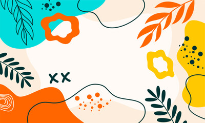 Flat abstract floral leaves background