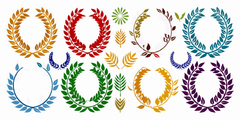 Laurel wreath silhouette vector collection