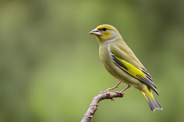 Greenfinch bird blurry nature background, Ai Generated