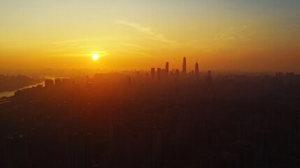 Fototapeta premium Sunrise Over Cityscape