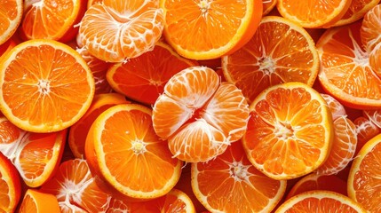 Close-up of Juicy Halved Mandarin Fruit on a Background