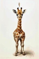 Obraz premium Giraffe with party hat for birthday card