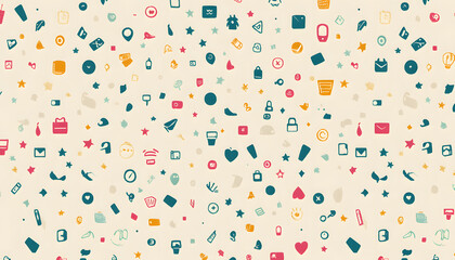 Obraz premium Repeating small icons, like stars, dots, or simple symbols, evenly spaced on a neutral background for a subtle pattern.