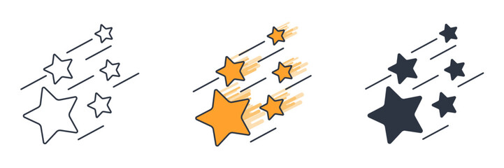 Shooting stars icon symbol vector illustration isolated on white background