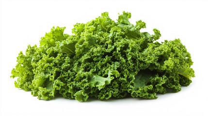 Fototapeta premium Fresh Green Kale Leaves on White Background